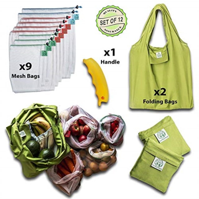 Eco Friendly Products Set of 12 PCS Mesh bags with Tare Weight Tags
