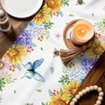 thumbnail image 3 of Spring Floral Table Runner - 48 Inch Long Hydrangea Sunflowers Butterflies Watercolor Cotton and Linen Blended Dress Scarves Farmhouse Table Runner for Kitchen Dining, Coffee Table, 13" x 48", 3 of 8