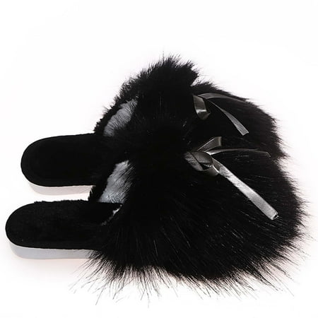 

Jikolililili Slippers Women s Autumn and Winter Bow Knot Household Shoes Baotou Cotton Slippers Wear Half Shoes Slippers for Women