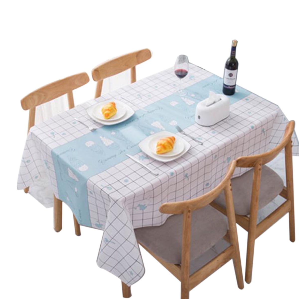 140x250cm Rectangle Wipe Clean PVC Tablecloth 8 Seater Cartoon Cats & Dogs 