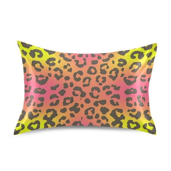 Iauyy 20x26in Silk-Smooth Satin Pillowcase, Gentle on Hair and Skin, Luxuriously Soft Pillowcase with Envelope Closure, Wrinkle Fade Leopard Print Gradient