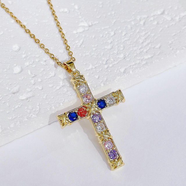 Cross Necklaces For Women Jewelry Necklaces For Teen Girls Women 16k Gold Plated Cross Pendant Choker Necklace Valentine's Day Jewelry Gifts For Women