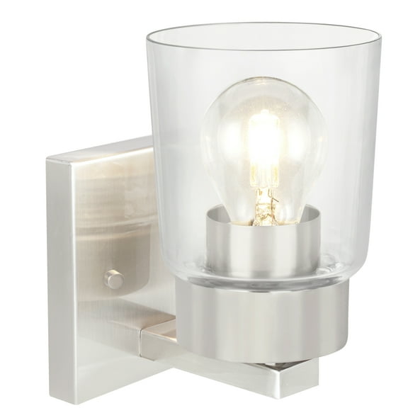 Aspen Creative 62242 One-Light Metal Bathroom Vanity Wall Light Fixture, 4-1/2" Wide, Transitional Design in Brushed Nickel