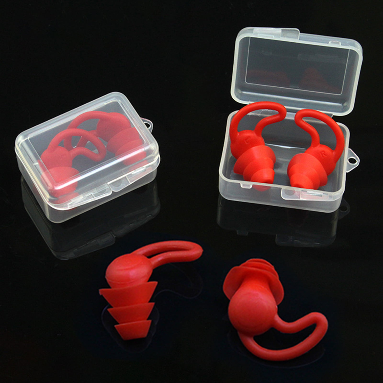 6/12 Pairs Reusable Silicone Ear Plugs for Swimming Sleeping Anti Snore w Cases 
