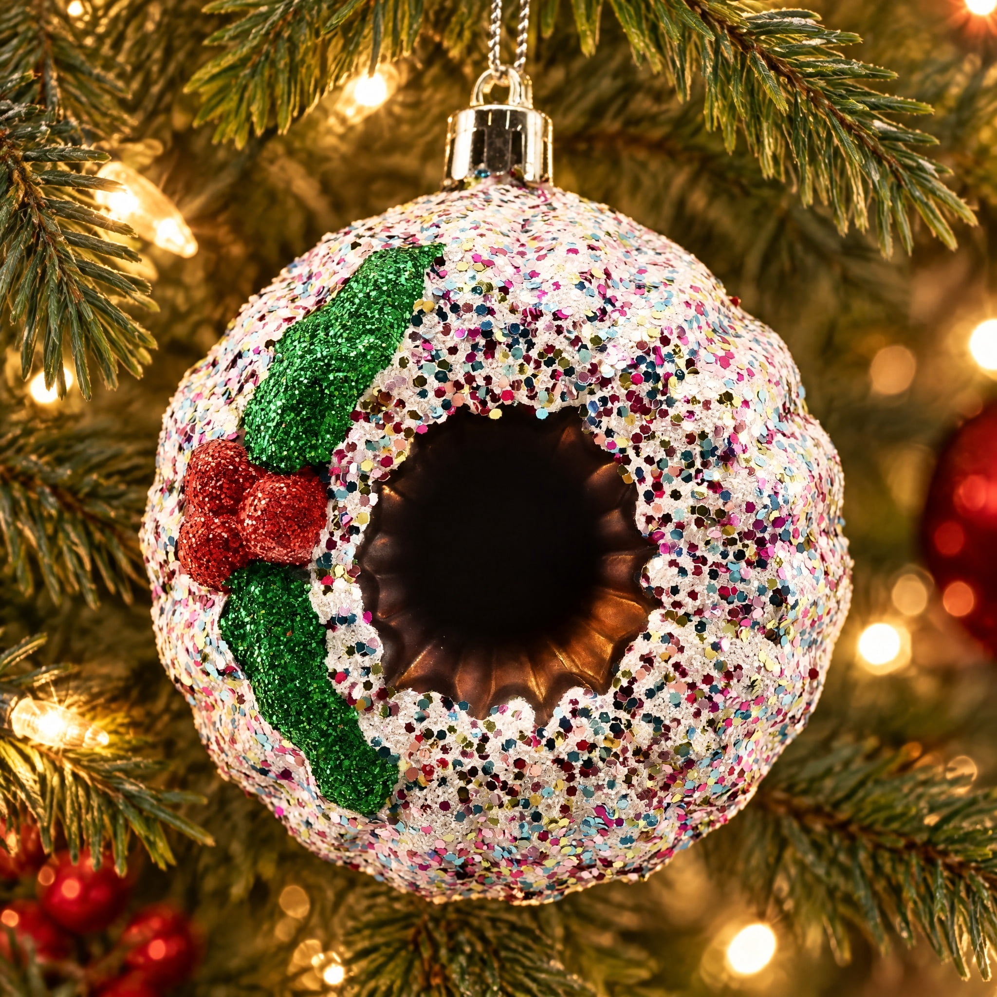 Gold Glitter Pudding Christmas Ornament, 3.5", by Holiday Time