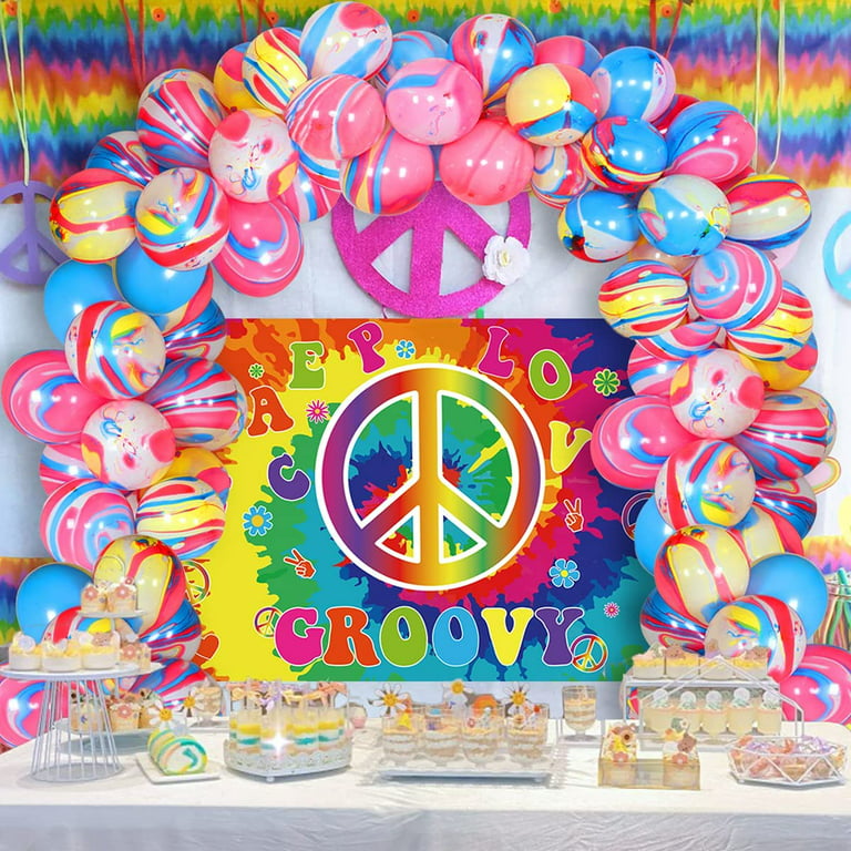 60\'s Hippie Theme Party Decorations, 1960s Groovy Photo Backdrop ...