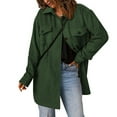 thumbnail image 1 of Abrigo Color Sólido Solapa De Un Solo Pecho Mangas Largas Casual Suelta Cómoda Camisa Chaqueta Verde S, 1 of 6
