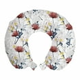 thumbnail image 1 of Vintage Travel Pillow Neck Rest, Blossoming Summer Flora Pattern with Outline Design Silhouettes in Soft Tones, Memory Foam Traveling Accessory Airplane and Car, 12", Multicolor, by Ambesonne, 1 of 2