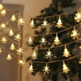 thumbnail image 5 of Christmas Garland Lights, Snowflake and Xmas Tree LED Fairy String Lights for Holiday Party Decor Fireplace Mantle Decorations Warm White (9.84Ft), 5 of 7