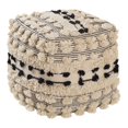 thumbnail image 1 of TOV Furniture Balhi 18"H Transitional Fabric Pouf in Beige/Neutral, 1 of 5