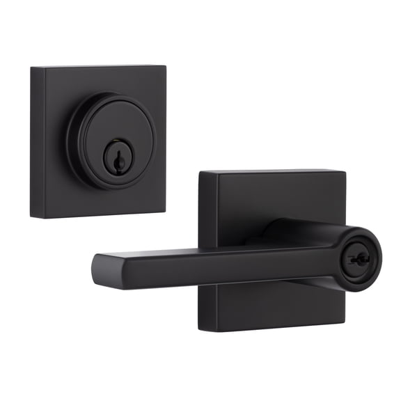 Miseno Mlk2022 Lorton Flat Bar Single Cylinder Keyed Entry Door Lever Set - Black