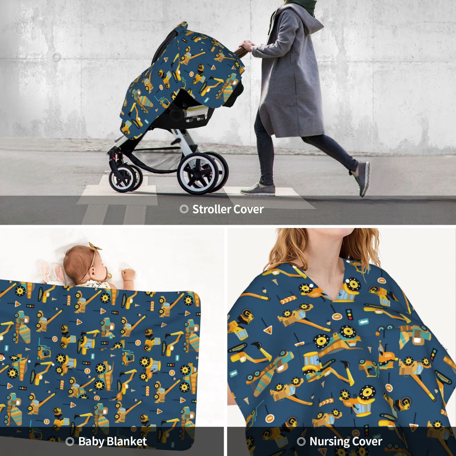 Car Seat Cover Baby - Modern excavator C Breathable Infant Car Seat Cover for Baby Carseat, Lightweight Comfort Baby Essentials Must Haves Newborn Stuff for Girl Boy