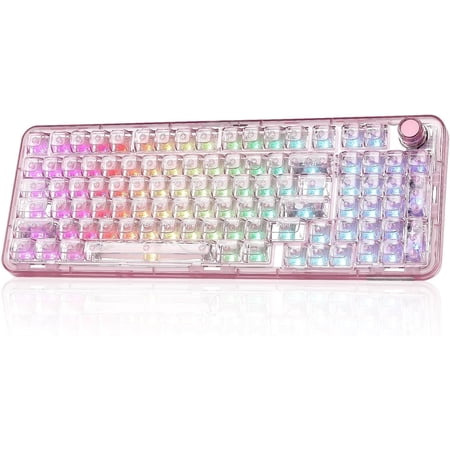 X98 QMK/VIA Mechanical Gaming Keyboard with Knob,Tri-Mode BT5.0/USB-C/2.4GHz Hot Swappable Keyboard,Pre-lubed Switches Gasket Mount RGB Backlit for Wins/ (, Snow )