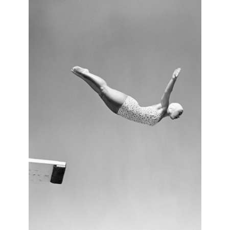 - 1950s Woman Swan Dive Off Diving Board Poster Print by Anonymous