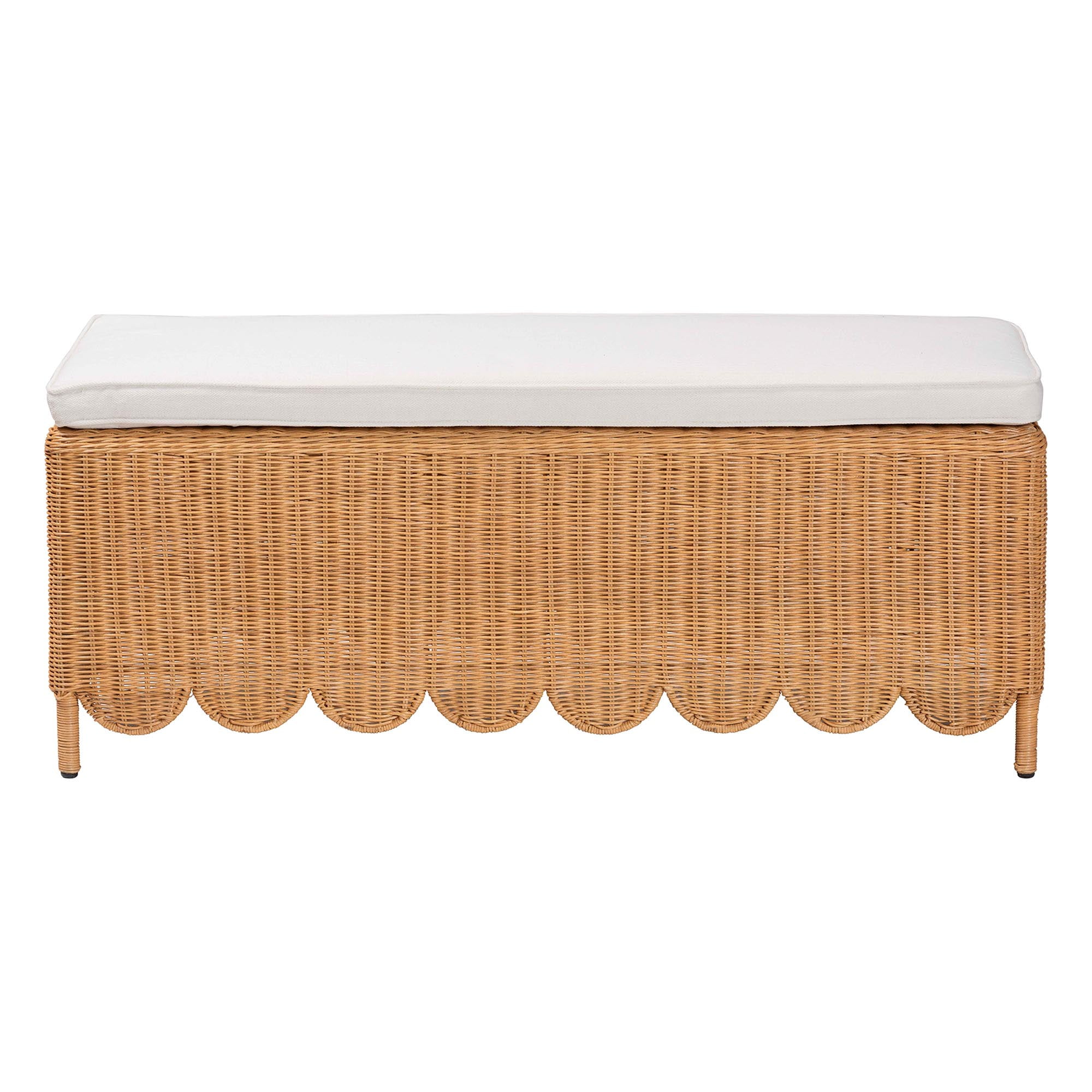 bali & pari Teresa Boho Ottoman Bench, Rectangle, Light Honey