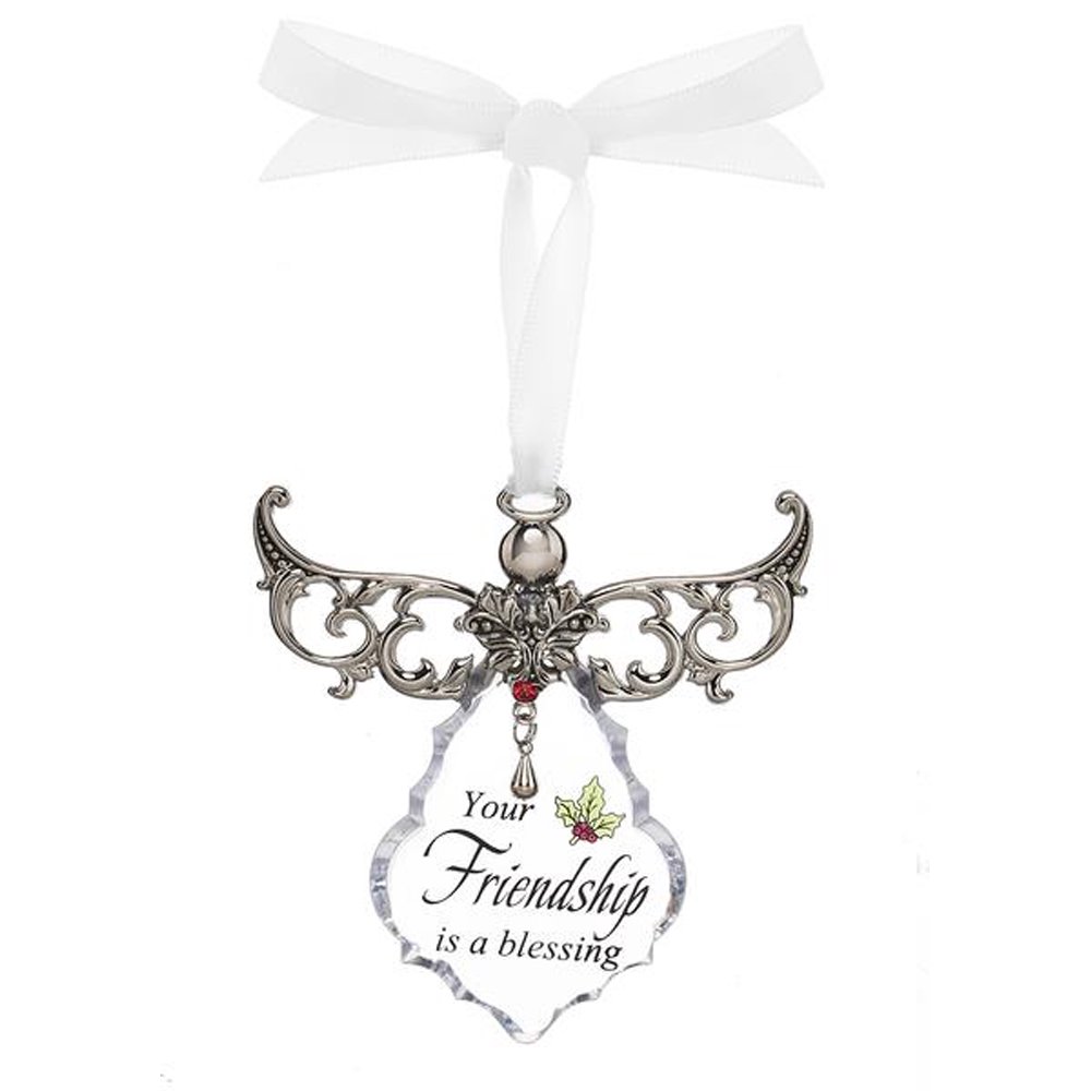 Your Friendship is a Gift Clear Angel Gown Christmas Tree Ornament  By