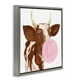 thumbnail image 4 of Stupell Industries Happy Bubblegum Cow Animals Painting Gray Floater Framed Canvas Art Print Wall Art, 18 x 18, 4 of 10
