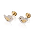 thumbnail image 1 of GIALLO | Aretes de oro 14K broquel Pájaro oro blanco y amarillo GIALLO Para bebés, niñas y mujeres, 1 of 5