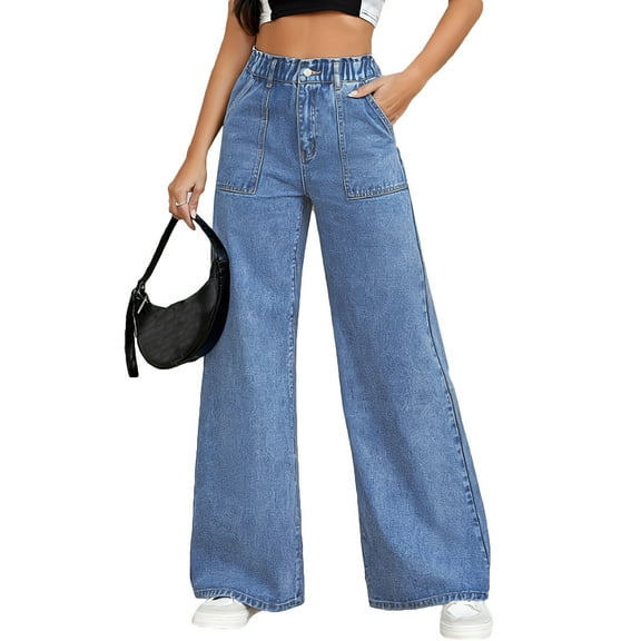 High Waisted Straight Leg Jeans Travel Cropped Pants Cowgirl Outfits Ankle Denim Pants with Pockets Trendy Stretchy Baggy Jean Y2k Frayed Raw Hem Ripped Distressed Jean Boyfriend Jeans for Women