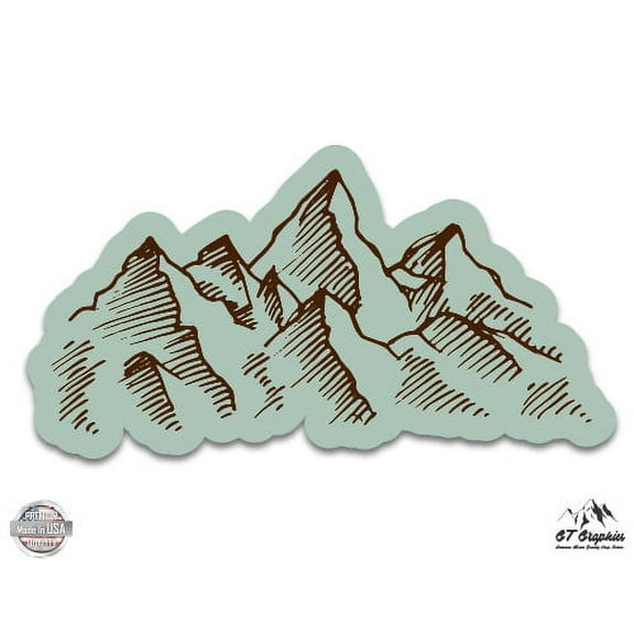 Mountain Outline - 3" Vinyl Sticker - For Car Laptop I-Pad Phone Helmet Hard Hat - Waterproof Decal