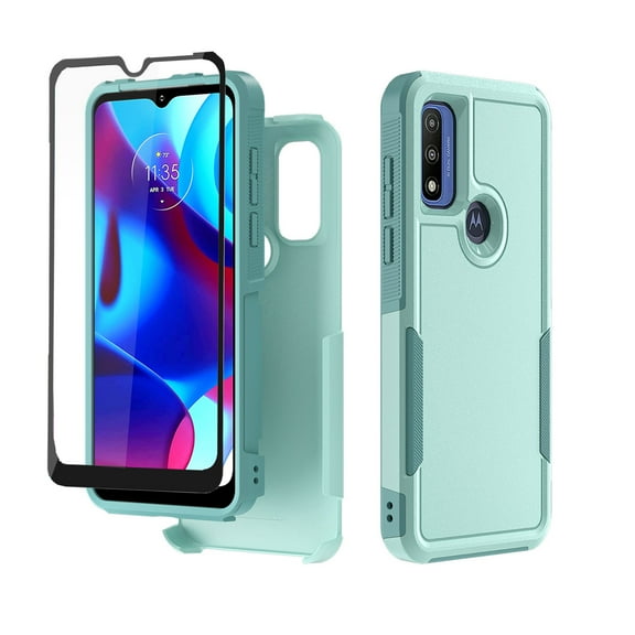 Xhy Moto G Pure Case With Screen Protector Military Grade Full Body Double Layer Protection Shock and Drop Resistant TPU Durable Removable for Motorola Moto G Pure Phone Case - Light Green