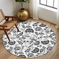 thumbnail image 2 of Round Rugs 5Ft, Boho Black Floral Round Area Rug Washable Indoor Throw Carpet, Vintage Farmhouse Paisley Plant Leaf Soft Non Slip Circle Rug for Cabinet Bathroom Home Decor Aesthetic, 2 of 8