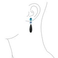 thumbnail image 3 of Bling Jewelry Womens Unique  Dangle Chandelier Earrings with Black Onyx & Blue CZ in Gold, 3 of 4