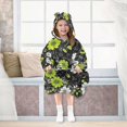 thumbnail image 7 of FORMRS Wearable Blanket Hoodie with Sleeves for Kids Cozy Flannel Sweatshirt, White Flower Pattern, 7 of 7