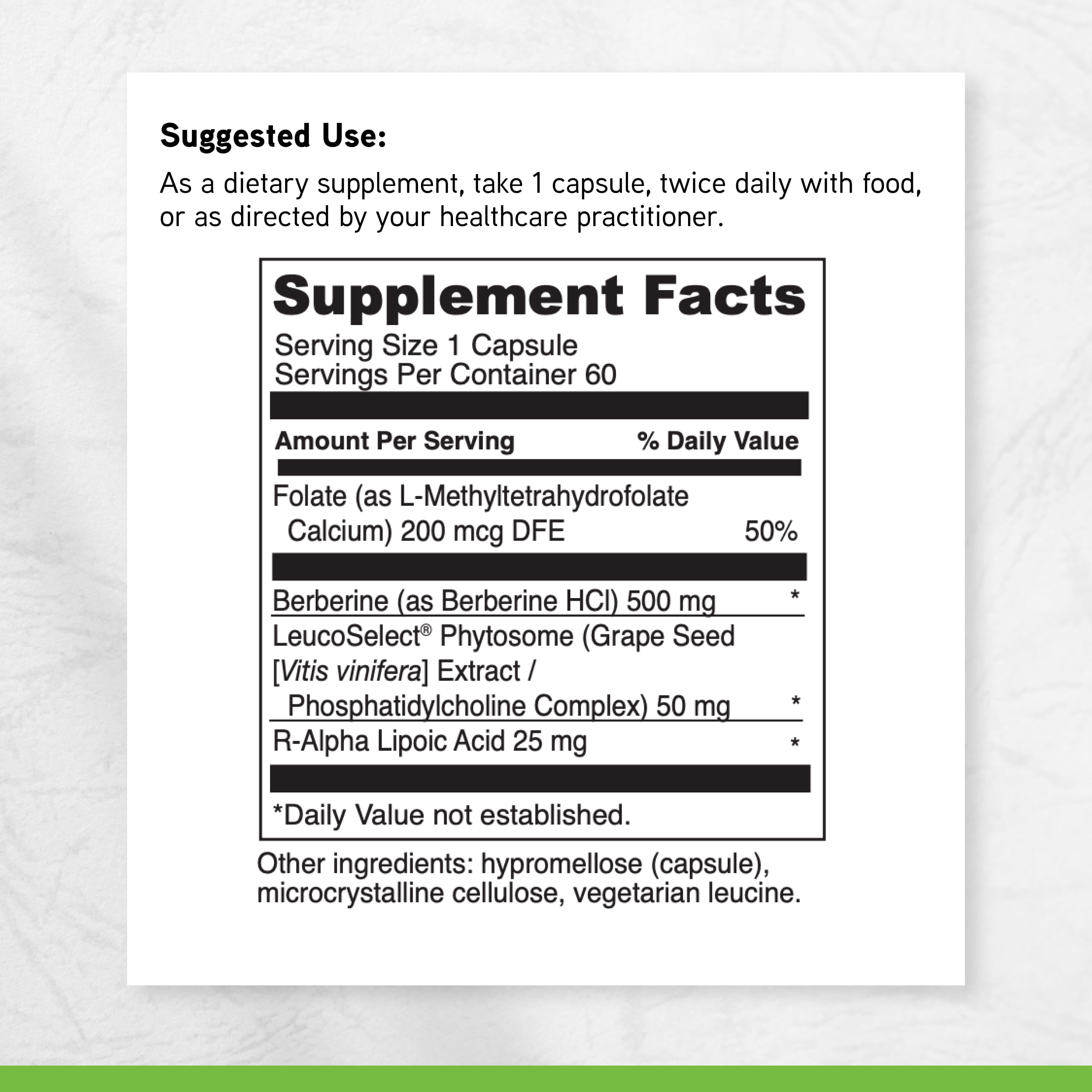 DaVinci Labs Berberine Force - A Dietary Supplement - Vegetarian - Gluten - Free - 60 Capsules