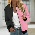 thumbnail image 3 of Scyoekwg Womens Winter Jacket Casual Loose Color Block Patchwork Jacket Long Sleeve Coat Trendy Zipper Coat Cardigan (Pink,XL), 3 of 5