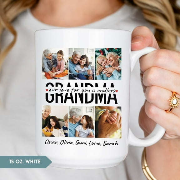 Grandma Photo With Kids Coffee Mug, Grandma Gift, Custom Grandma Coffee Cup, Gift For Grandma, Personalized Grandma Coffee Mug, Ceramic Mug 15Oz