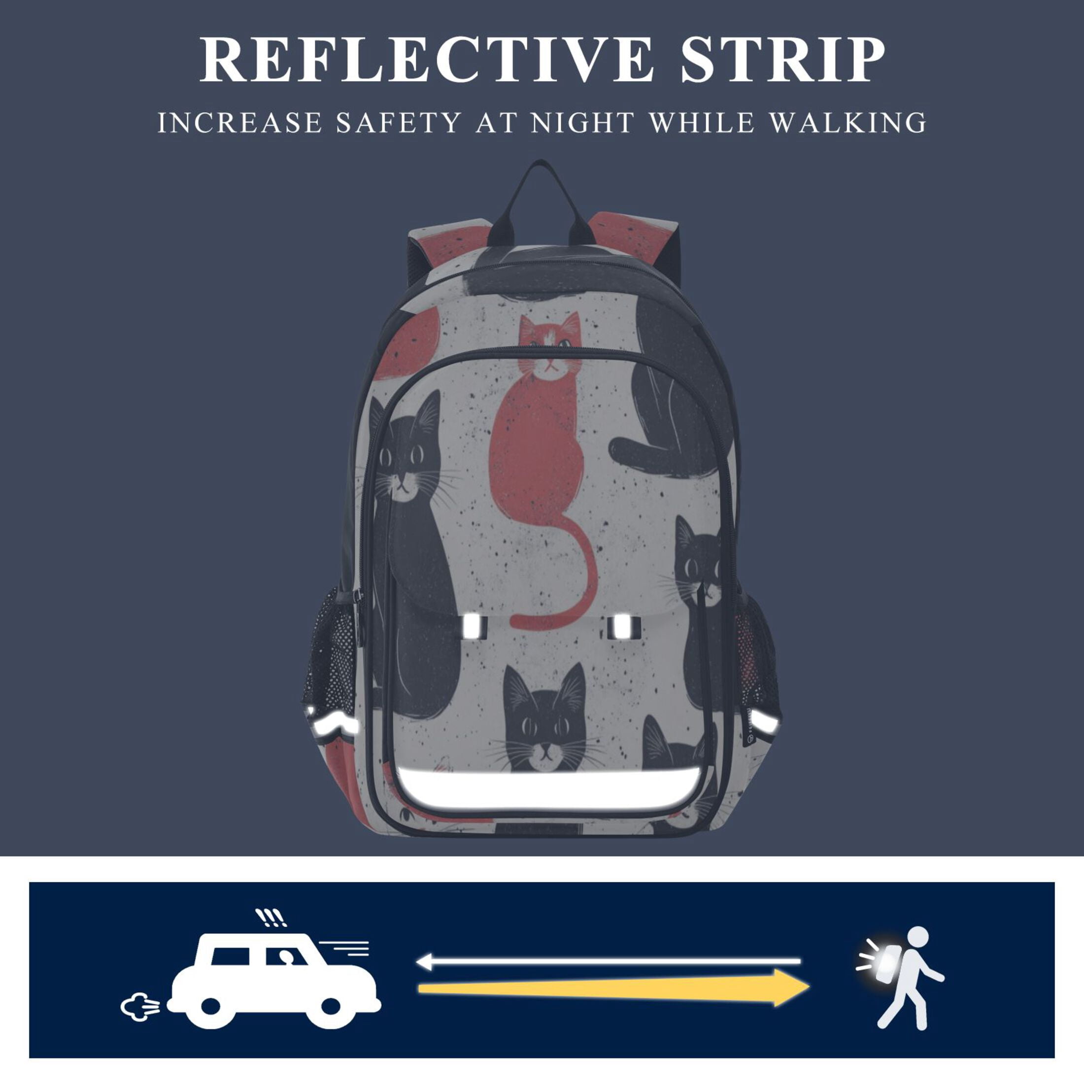 Backpack 12.9 *5.1 * 17.7 Inches Outing Backpack, Shopping Backpack, Travel Backpack Black Cat and Red Cat