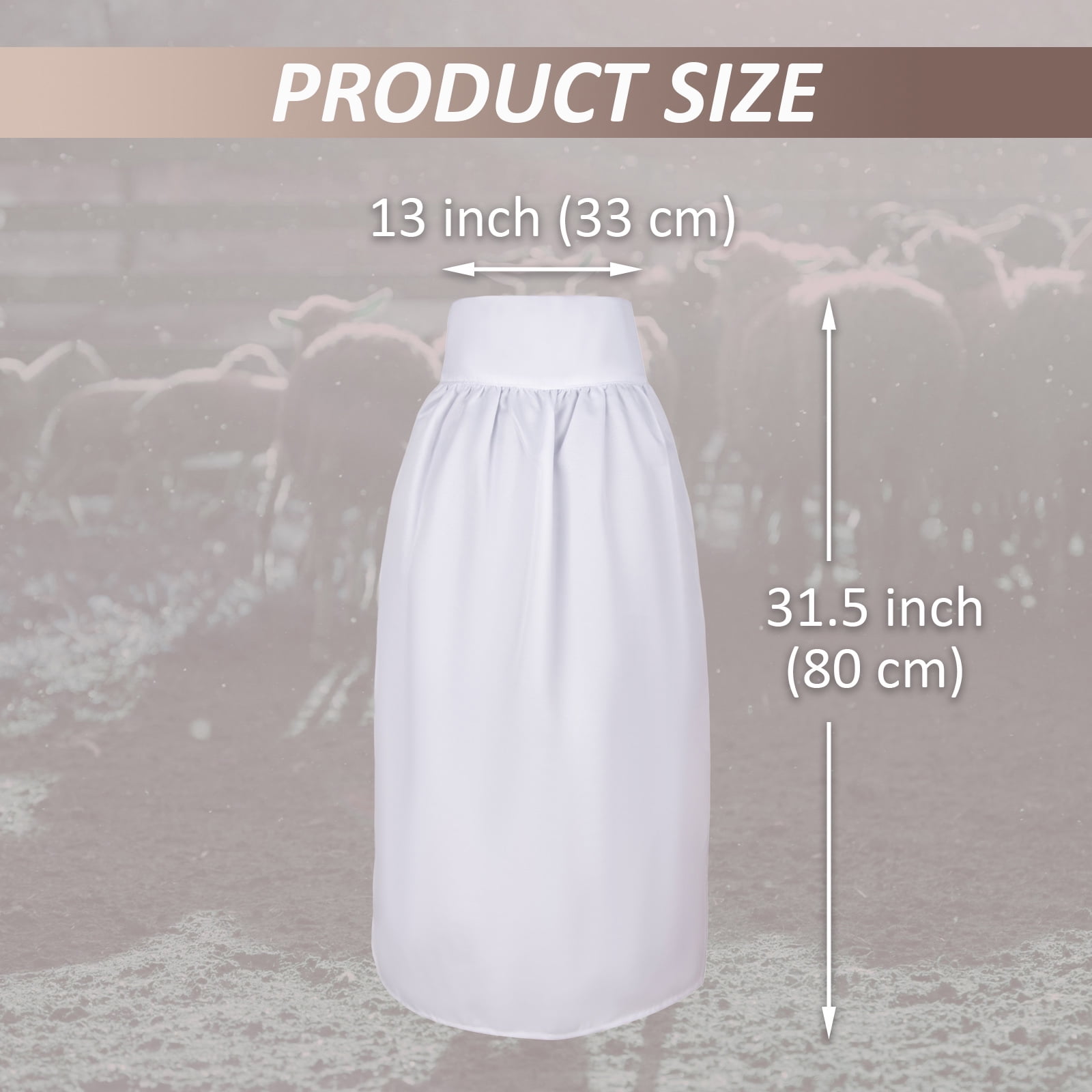Toptie 2 Pack Maid White Long Half Aprons, Christmas Waist Apron for Party, Great for Cooking Baking-White-Adult Medium