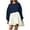 Navy, variant on LEAVINGSUO Dresses for Women 2023 Fashion Women's Casual Over Sized Sweatshirt Long Sleeve Dress Round-Neck Ladies Patchwork Mini Dresses Blue M