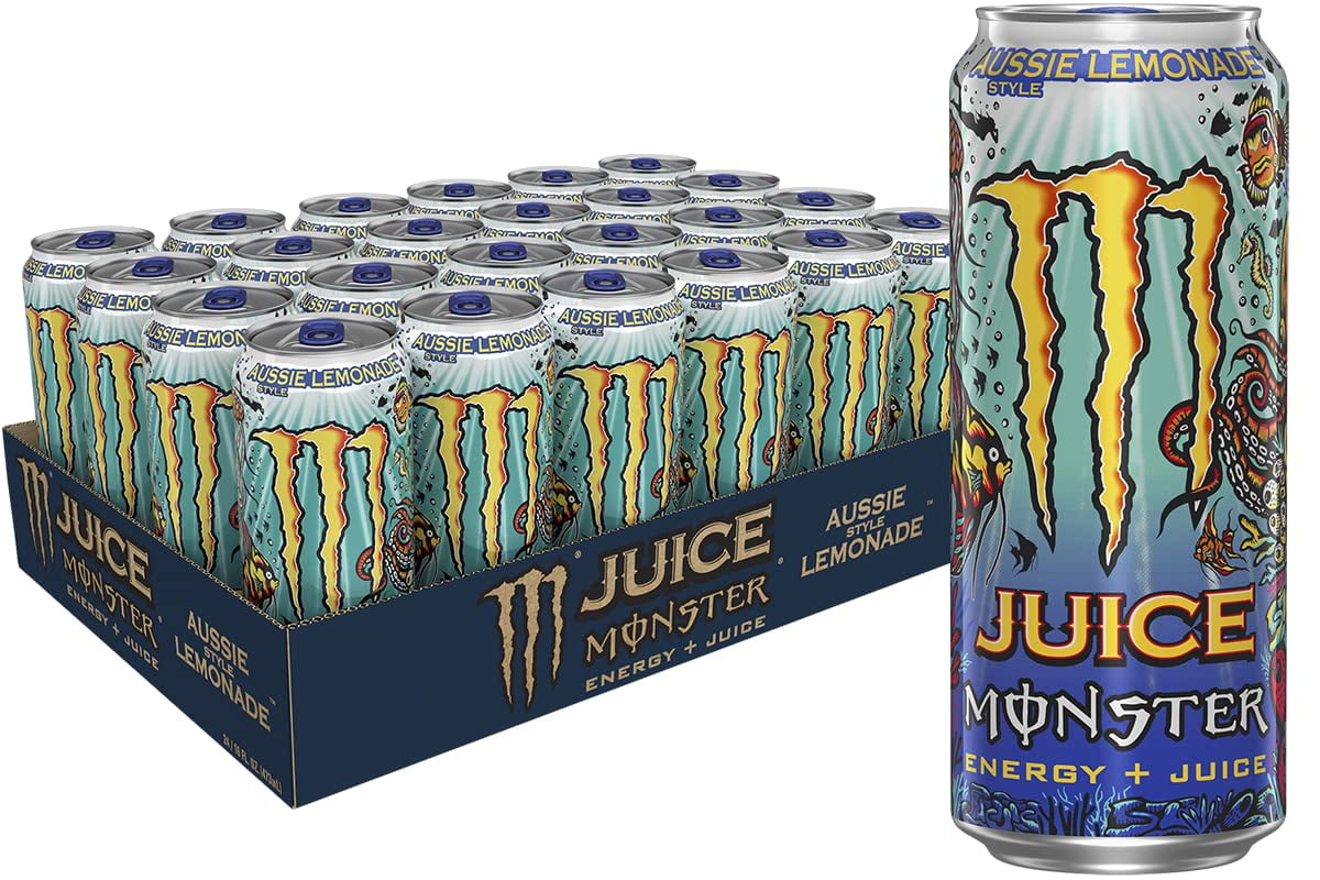 Monster Energy Juice Aussie Style Lemonade, Energy  Juice, 16oz Pack of 24