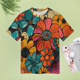 thumbnail image 4 of Nostalgic Vintage Floral Womens Tops Women's Fashion Casual Short Sleeve Flower Print Round Neck Pullover Top Blouse, 4 of 6
