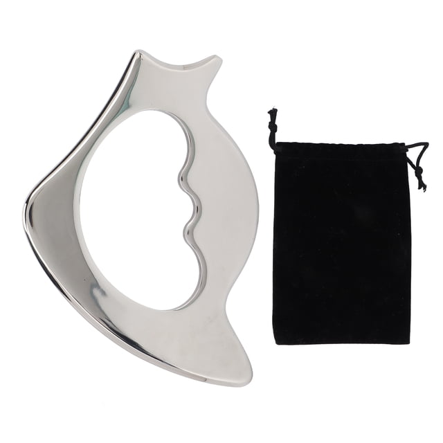 Herramienta de masaje de acero inoxidable para fisioterapia, raspador muscular Gua Sha con bolsa de almacenamiento para piernas, tobillos, espalda y cuello.