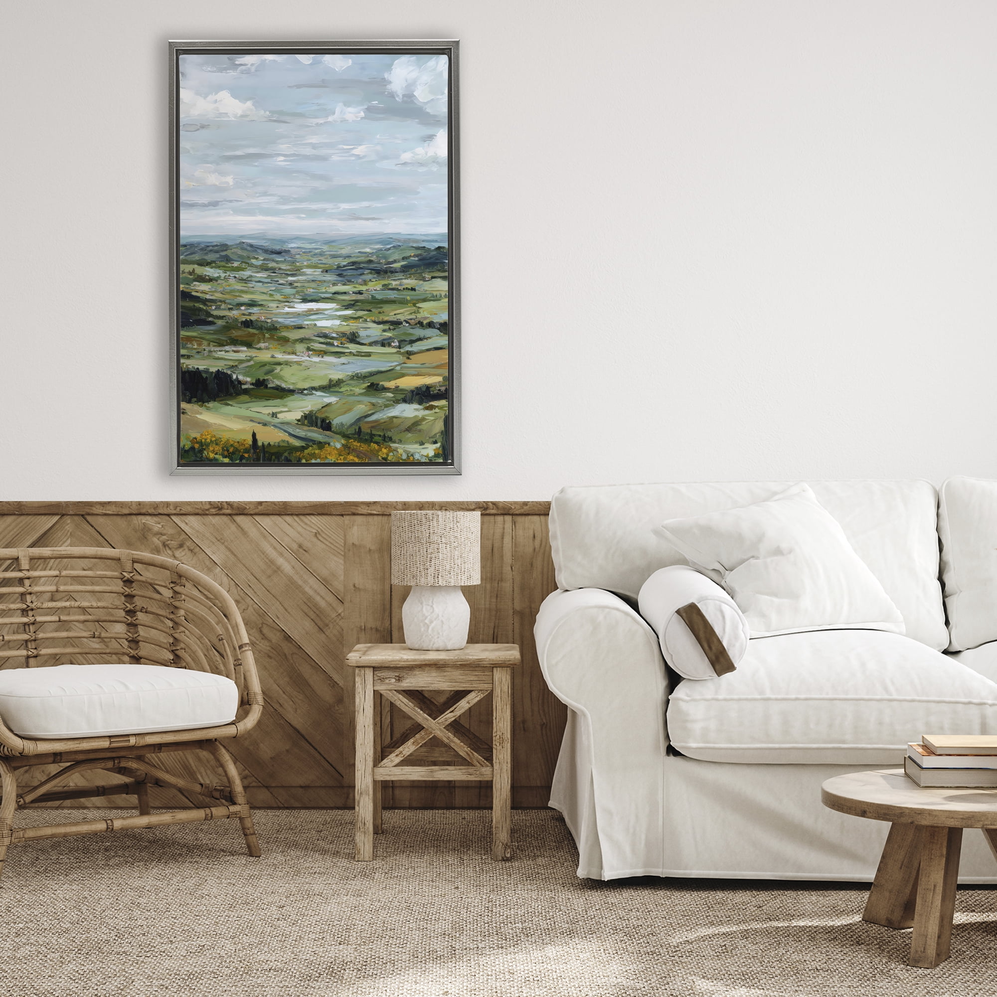 Stupell Industries Valley Living with Verdant Hills Gray Framed Floater Canvas Wall Art, design by Petal Prints Design