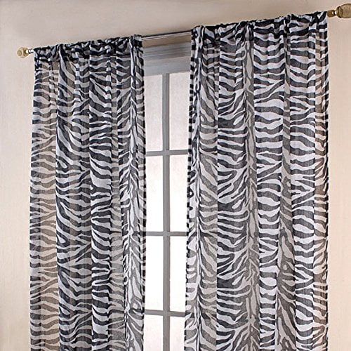 image: Gorgeous Home 1PC ZEBRA GRAYISH ANIMAL PRINTED SOFT VOILE SHEER WINDOW CURTAIN PANELS DRAPES 54" WIDE X 95" LONG, SIZE : 54 WIDE X 95 LENGTH (INCHES) SIZE FOR.., By Gorgeous Home LINEN