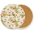 thumbnail image 2 of FREEAMG Beautiful Flowers Coasters for Drinks Set of 4, Absorbent Ceramic Drink Coaster with Cork Base for Wooden Coffee Table, Cool Housewarming Gift for Home Decor, 2 of 6