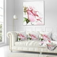 thumbnail image 3 of Designart Pink Rose Illustration on White - Floral Throw Pillow - 18x18, 3 of 5