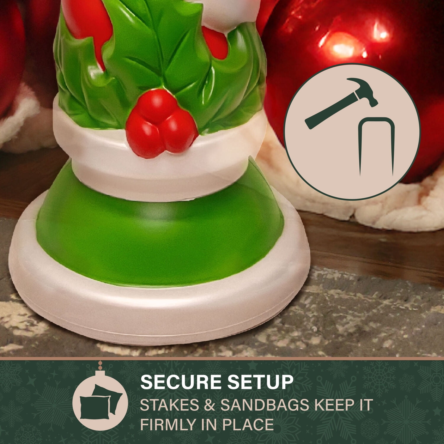 Fraser Hill Farm 40” Candle with Holly Christmas Blow Mold, FFBM-1CND-MLT