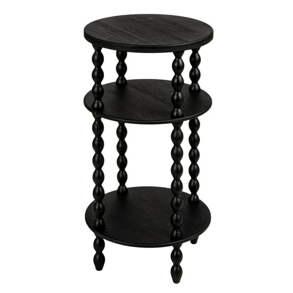 Creative Co-Op Bobbin Leg Round Wood Accent Table, Black