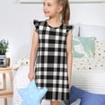thumbnail image 4 of Balery White And Black Plaid Camisón de princesa para niñas, pijama de algodón con mangas abullonadas, suave y bonito.-X-Large, 4 of 6