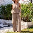 thumbnail image 6 of Enjoytime Striped 2 Piece Sets for Women V-Neck Ruffle Peplum Top with Wide Leg Pants Matching Set Sleeveless Casual Outfits, 6 of 7