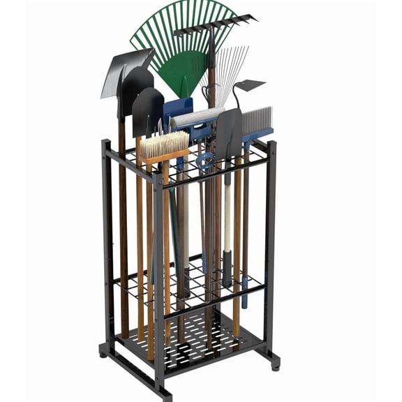 Arcticwind Garden Tool Organizer for Garage,Metal,Yard Tool Stand Holder Organizer for Long-Handled, Broom,Shovel,Rake,Sturdy Heavy Rack for Outdoor,Black