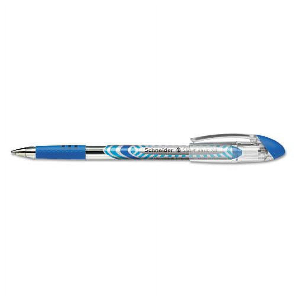 Stride RED151203 1.4mm Schneider Slider Stick Ballpoint Pen, Blue & Silver Barrel - Pack of 10