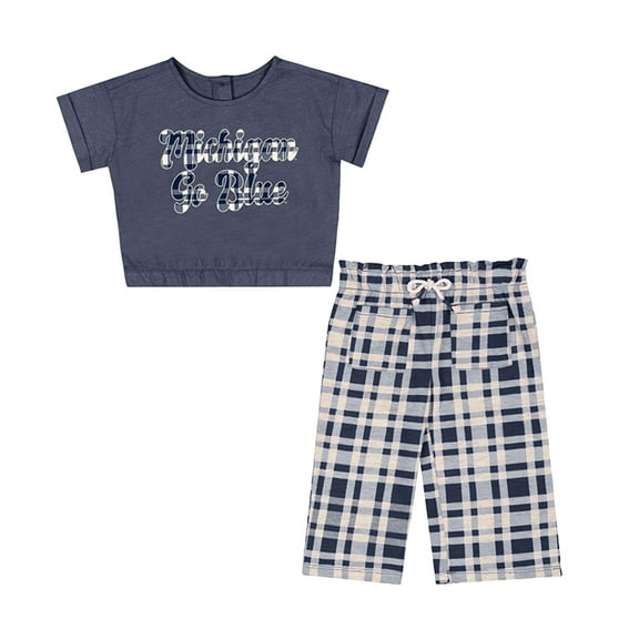 Girls Infant Colosseum Navy Michigan Wolverines Sky Castle Two-Piece T-Shirt and Pants Set