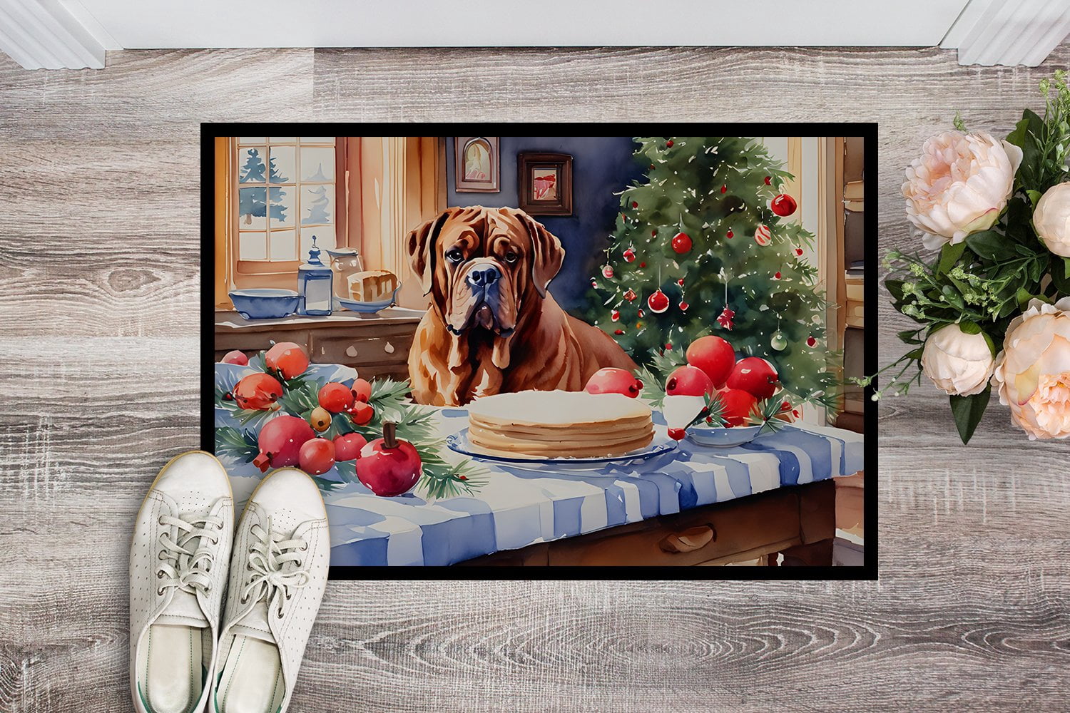 Carolines Treasures DAC3781MAT 18 x 27 in.  Dogue de Bordeaux Christmas Cookies Doormat