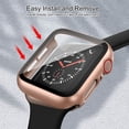 thumbnail image 2 of 3 Pack Hard PC Case Compatible with Apple Watch Series 6 / SE / 5/4 44mm Women Men, Overall PC Case Slim Tempered Glass Screen Protector Protective Cover for Apple iWatch 44mm SE Rose Gold, 2 of 5